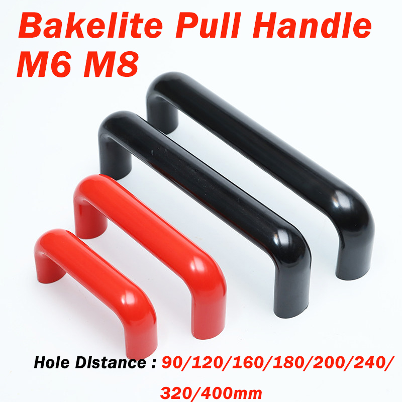 Furniture Hardware Black - Kırmızı/Siyah Oval Bakalit Saplı 90~400mm Naylon