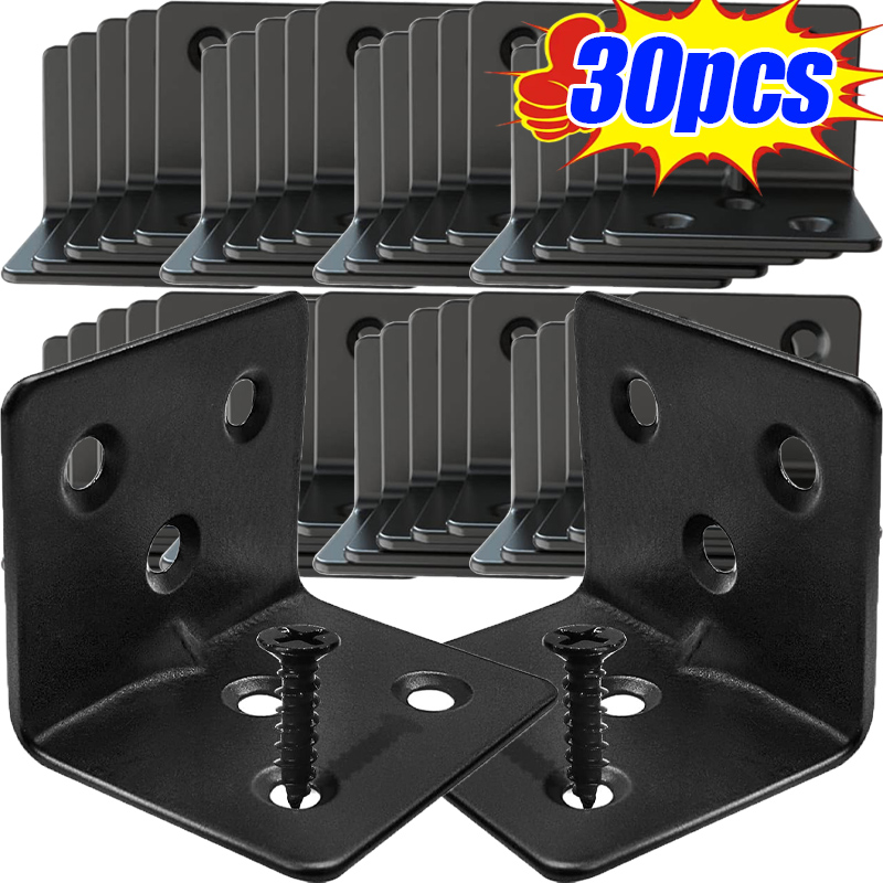 Furniture Hardware Black - 10/30 adet Siyah L şeklinde Sağ